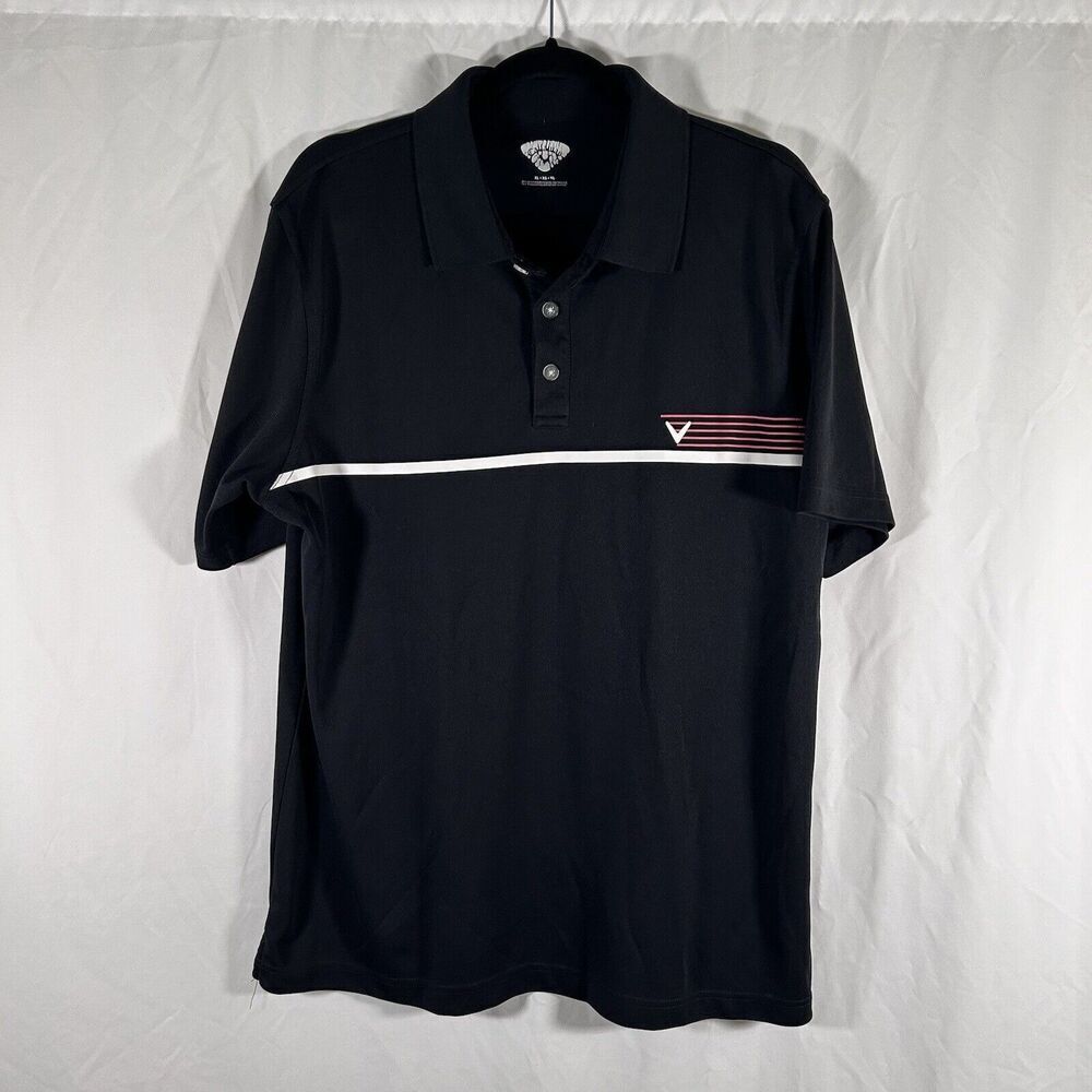 Callaway Golf Polo Shirt Men's XL Black Striped Short Sleeve 1/4 Button Collared